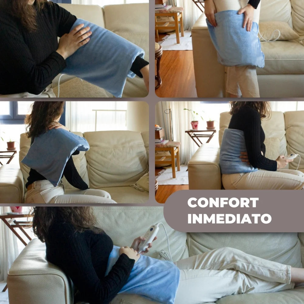 Almohadilla eléctrica | 40x30 cm | 6 niveles | Muy bajo consumo | Gasto mínimo | Apagado automático | Funda azul