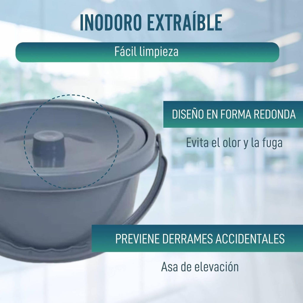 Silla comfort de aluminio con inodoro y ruedas