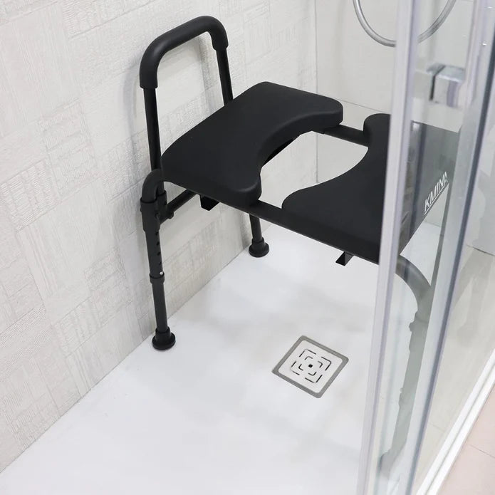 Asiento Elevador WC, Silla Orinal con Asiento Ajustable (3 en 1) para Adultos Negra