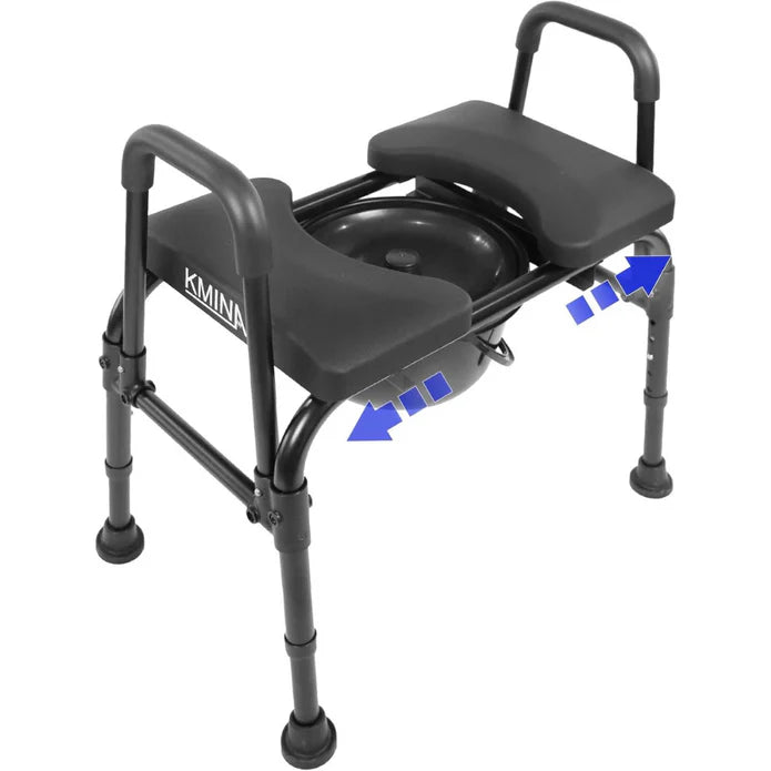 Asiento Elevador WC, Silla Orinal con Asiento Ajustable (3 en 1) para Adultos Negra