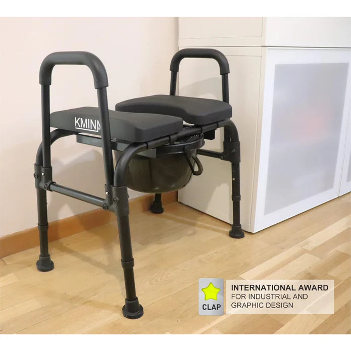 Asiento Elevador WC, Silla Orinal con Asiento Ajustable (3 en 1) para Adultos Negra