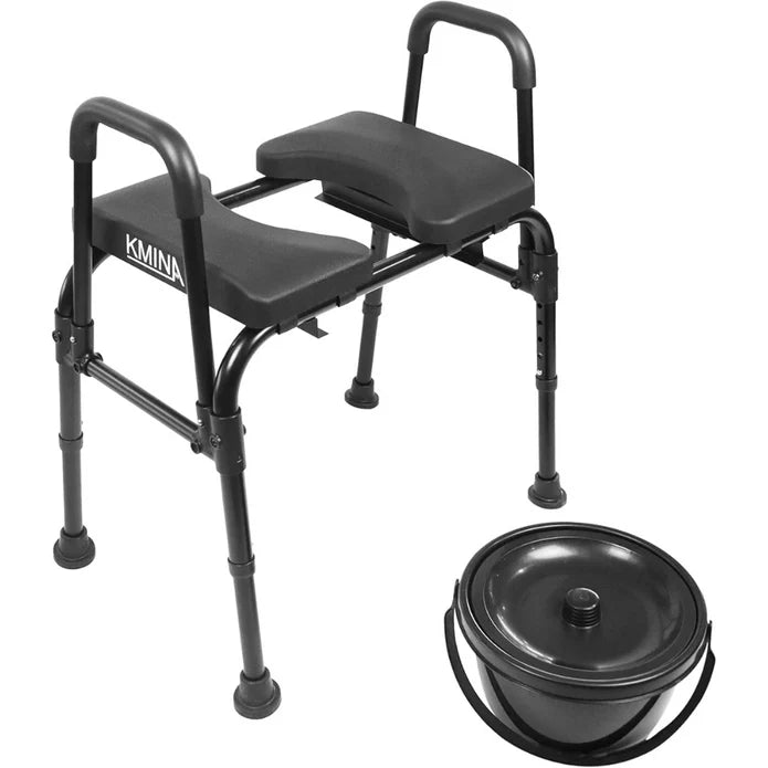 Asiento Elevador WC, Silla Orinal con Asiento Ajustable (3 en 1) para Adultos Negra