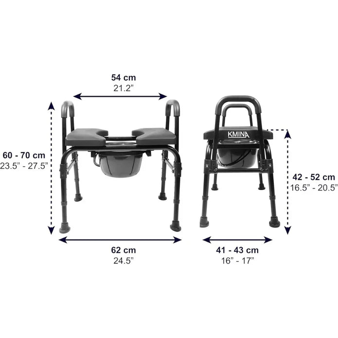 Asiento Elevador WC, Silla Orinal con Asiento Ajustable (3 en 1) para Adultos Negra