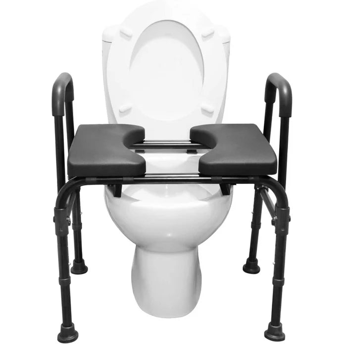 Asiento Elevador WC, Silla Orinal con Asiento Ajustable (3 en 1) para Adultos Negra