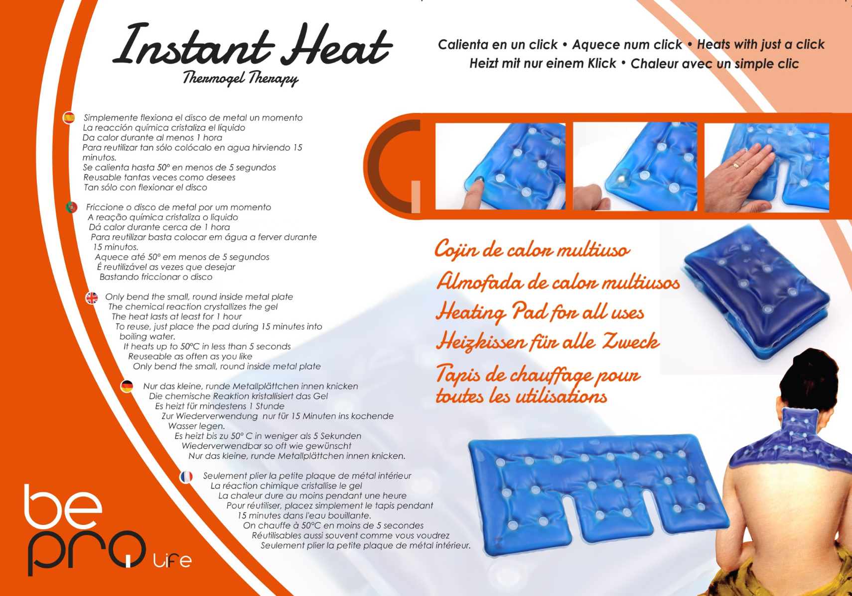 Almohada de calor multiusos para cervicales