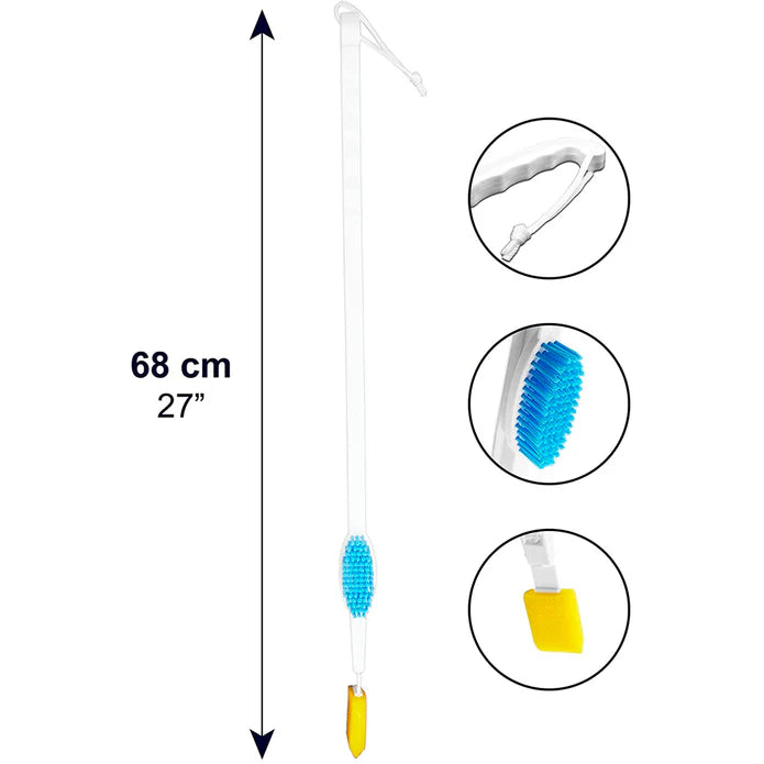 Cepillo Pies Ducha, Ayuda Aseo Dedos Mango Largo