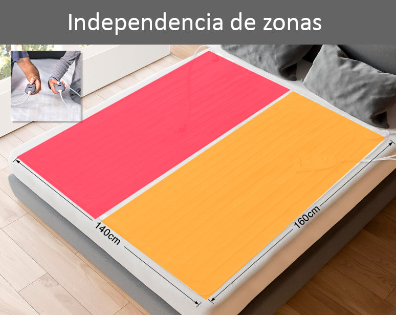 alienta Camas 140 x 160 cm. Mando con 3 niveles de calor, apagado automático, color blanco