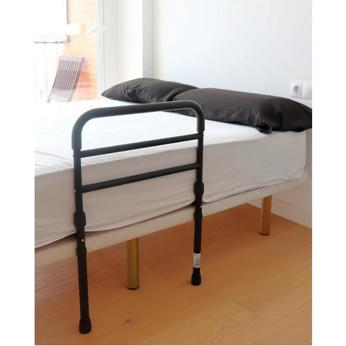 Barandilla Cama Adulto con Patas (Altura Somier de 26 a 41 cm), Barrera Cama Adultos Acolchada, Barandilla Protectora Cama Negra