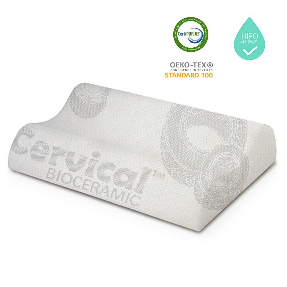 Almohada Cervical VISCO SENTATION 50 cm núcleo 100% Viscoelástico, Desenfundadle, Ergonómica, Anti bacterias, Termo regulable, Doble Funda cremallera, Lavable, Adaptabilidad cervical