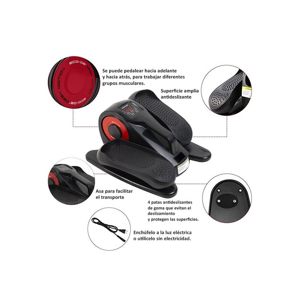 Mini Bike eliptica Desk Motion eléctrica, Pantalla LED, pedaleo con Asistencia, 20 Niveles, 5 Funciones, Mando Distancia