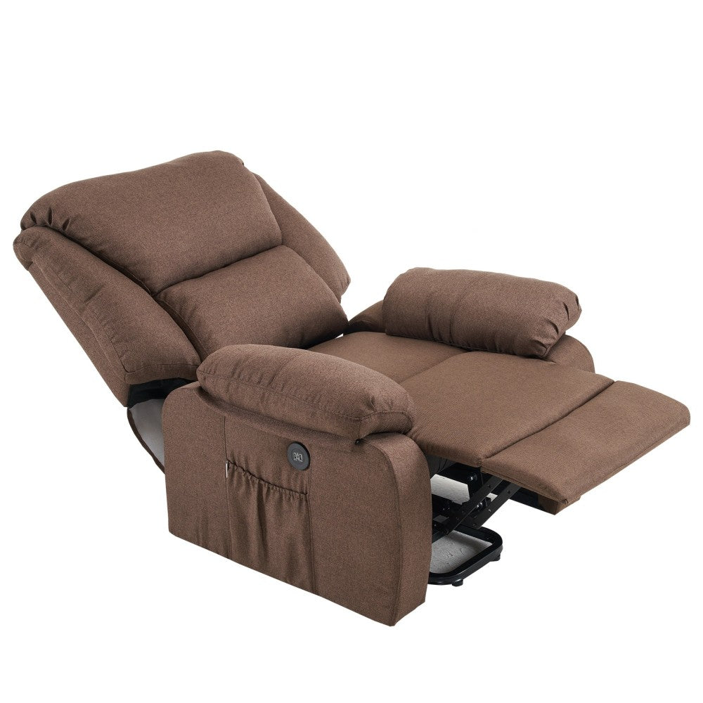 Sillón de Masaje Elevador STELVIO, Textiline Oeko Tex, Programas Auto, Vibro Ondulación, A++, Marrón