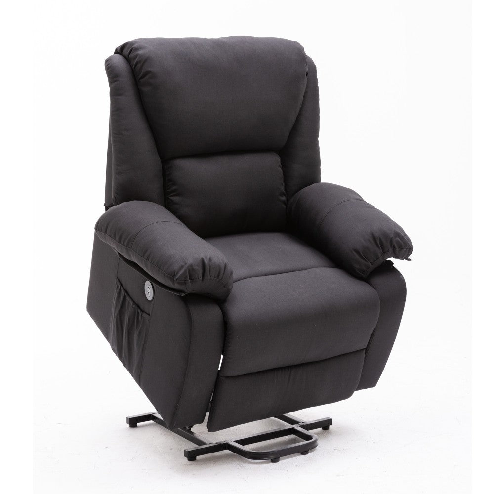 Sillón de Masaje Elevador STELVIO, Textiline Oeko Tex, Programas Auto, Vibro Ondulación, A++, Negro