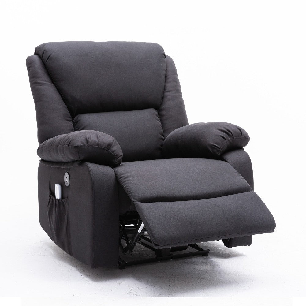 Sillón de Masaje Elevador STELVIO, Textiline Oeko Tex, Programas Auto, Vibro Ondulación, A++, Negro