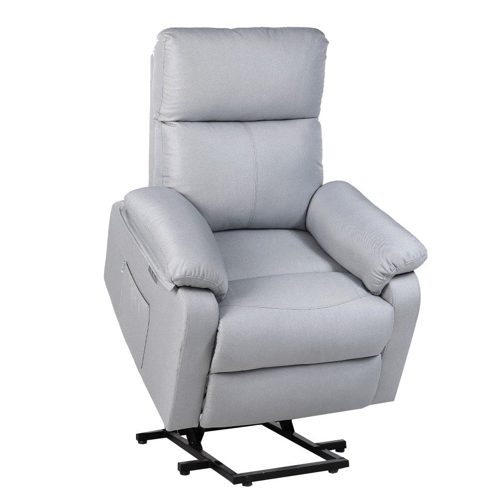 Sillón Elevador GRIS Reclinable eléctrico de Tela con Calor Lumbar, Reposabrazos Lavables, USB de Carga Comodidad para Personas Mayores en Salones o Espacios Reducidos