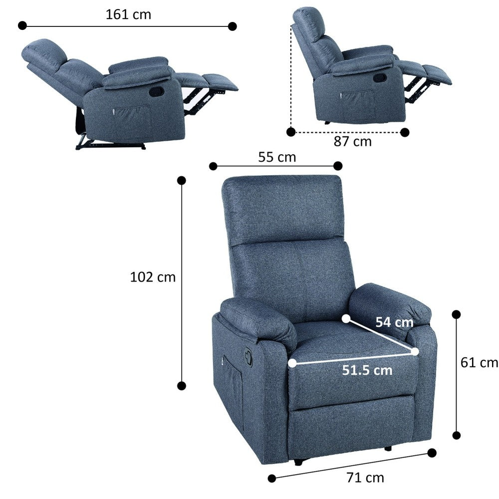 Sillón Elevador GRIS Reclinable eléctrico de Tela con Calor Lumbar, Reposabrazos Lavables, USB de Carga Comodidad para Personas Mayores en Salones o Espacios Reducidos