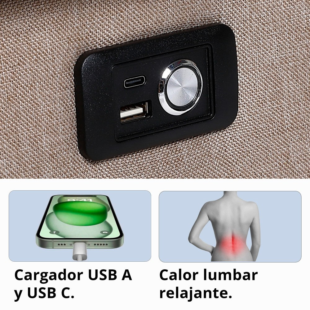 Sillón Elevador MOSTAZA Reclinable eléctrico de Tela con Calor Lumbar, Reposabrazos Lavables, USB de Carga Comodidad para Personas Mayores en Salones o Espacios Reducidos