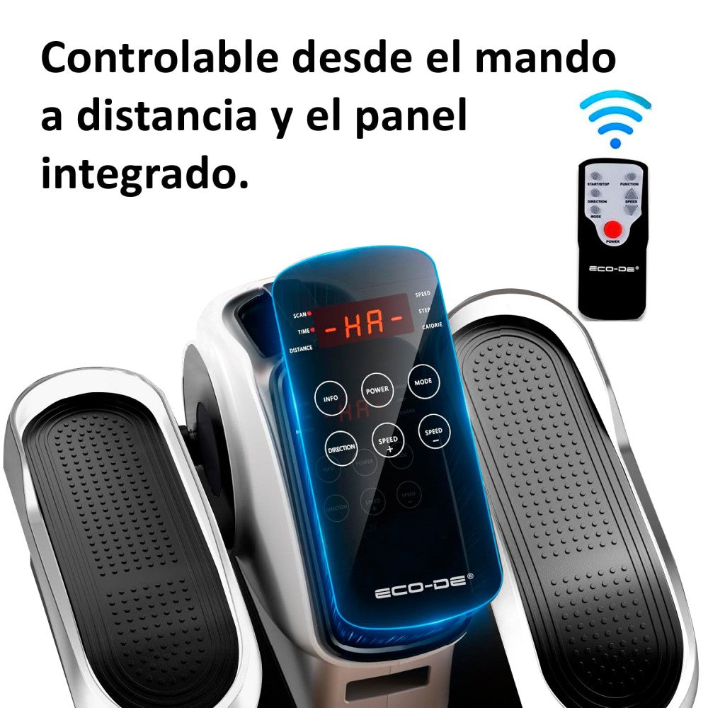 Mini Elíptica Eléctrica con Pedales | 30 Niveles de Velocidad | Pantalla LED | Pedales Antideslizantes con Correa | Mando a Distancia | Silenciosa y Portátil