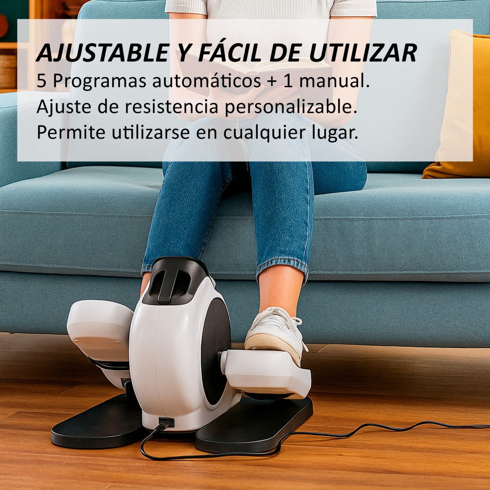 Mini Elíptica Eléctrica con Pedales | 30 Niveles de Velocidad | Pantalla LED | Pedales Antideslizantes con Correa | Mando a Distancia | Silenciosa y Portátil