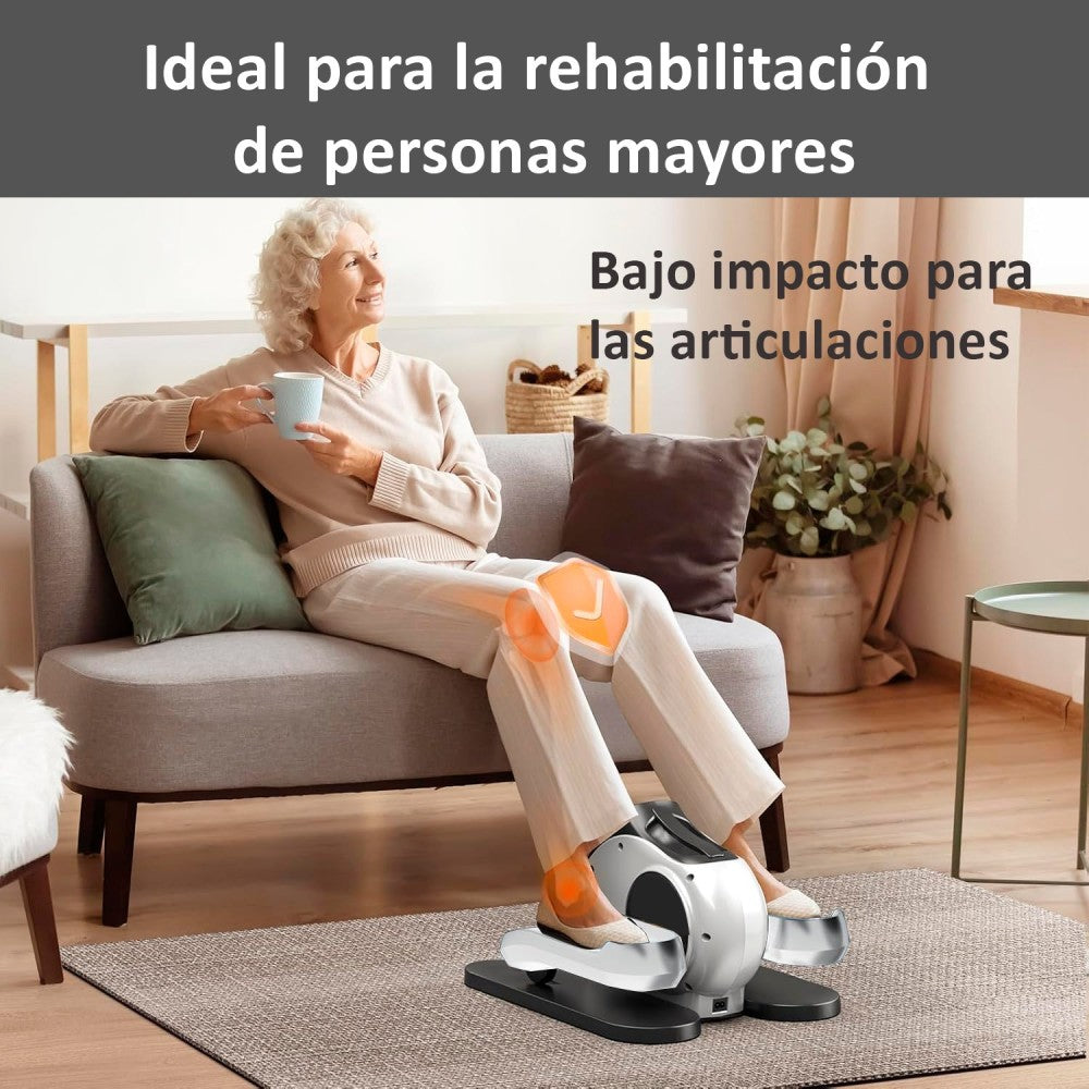 Mini Elíptica Eléctrica con Pedales | 30 Niveles de Velocidad | Pantalla LED | Pedales Antideslizantes con Correa | Mando a Distancia | Silenciosa y Portátil