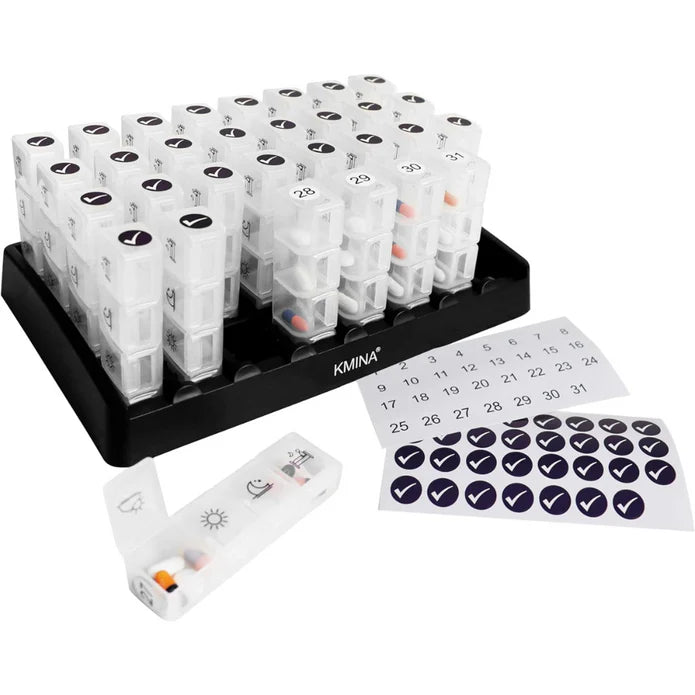 Pastillero Mensual 4 Tomas, Organizador Pastillas Mensual, Dosificador Medicamentos