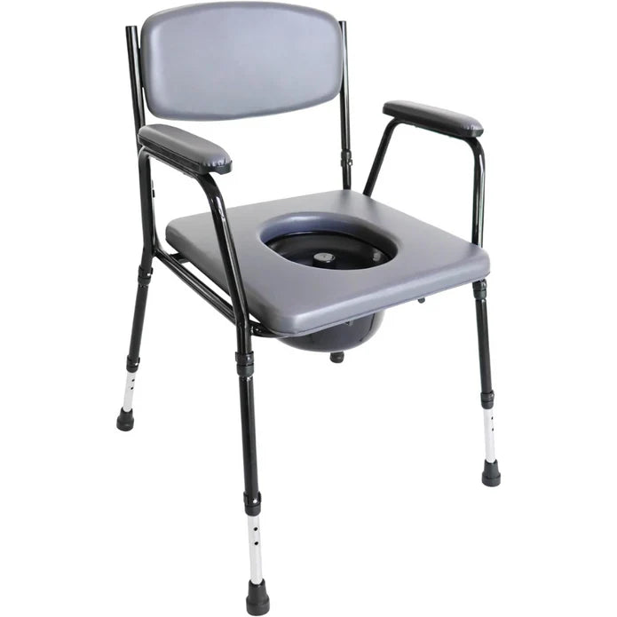 Silla Orinal Acolchada con Inodoro Portátil (2 en 1), Silla WC para Mayores, Silla Inodoro, Silla Elevador WC para Ancianos