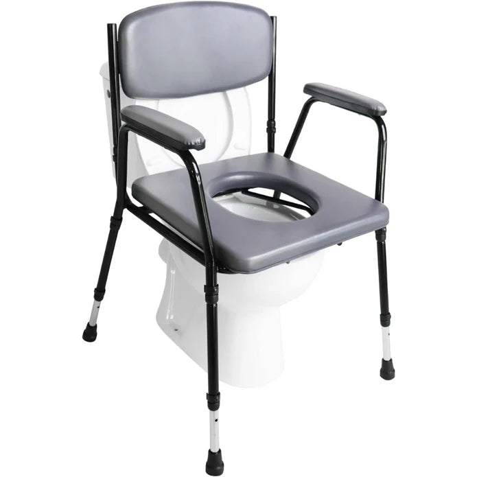 Silla Orinal Acolchada con Inodoro Portátil (2 en 1), Silla WC para Mayores, Silla Inodoro, Silla Elevador WC para Ancianos